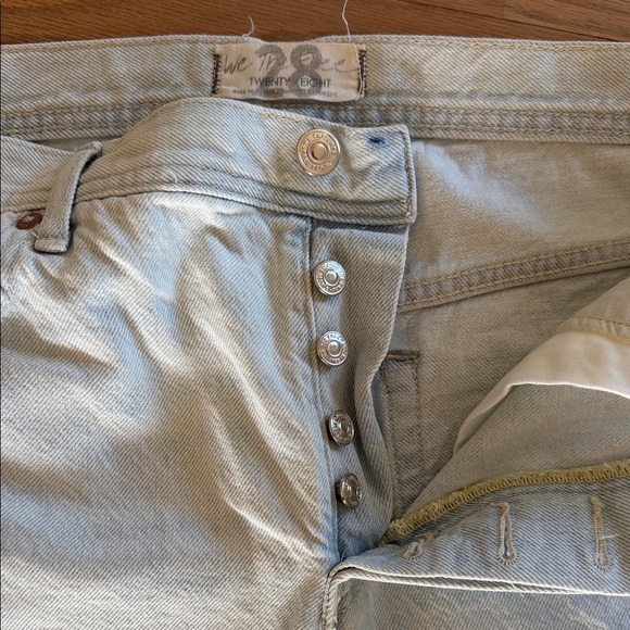 Free People We The Free Distressed Cream Straight Leg Jeans - Picture 2 of 4